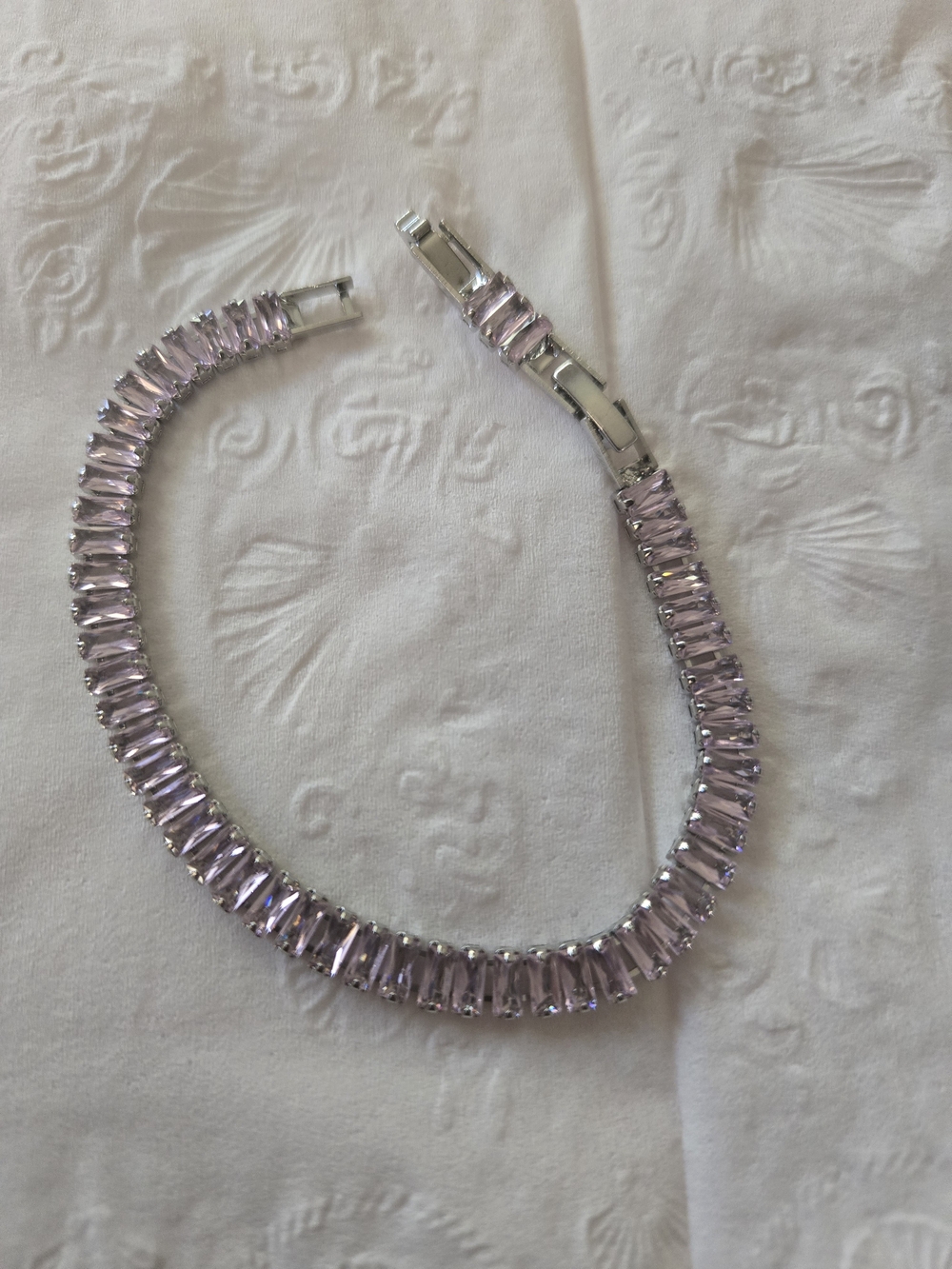 Silver Bracelet with Pink Crystal Links - Women Jewelry